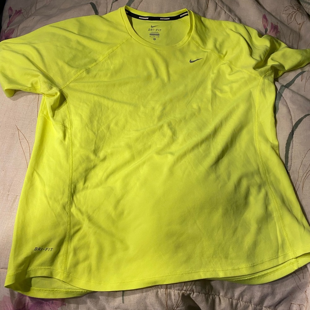 DRI-FIT NIKE yellow highlighter shirt (mens)